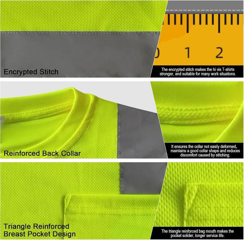 TCCFCCT Safety Shirt for Men Women - Class 3 High Visibility Long Sleeve Reflective Hi Vis - Construction Work Wear with Black Bottom, Durable, Breathable, Yellow S - Image 4